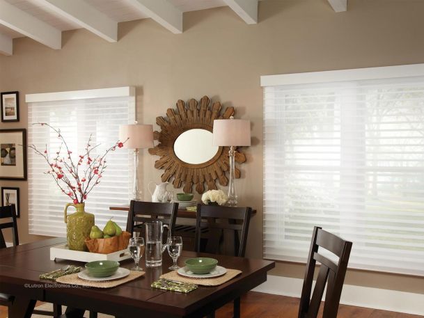Lutron Shades in a dining room