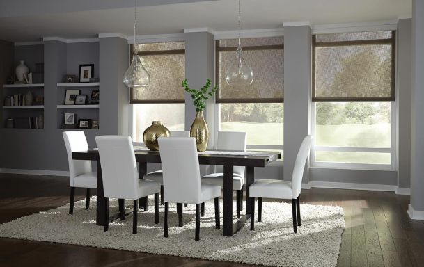 Lutron Shades in a dining room